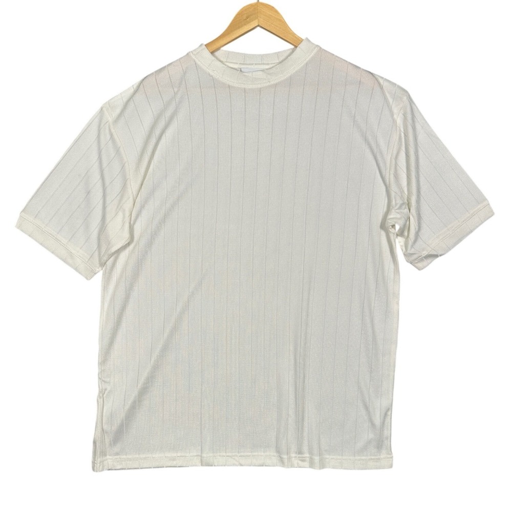 IRVINE PARK Men's White Vertical Stripe Crew Neck T Shirt XL